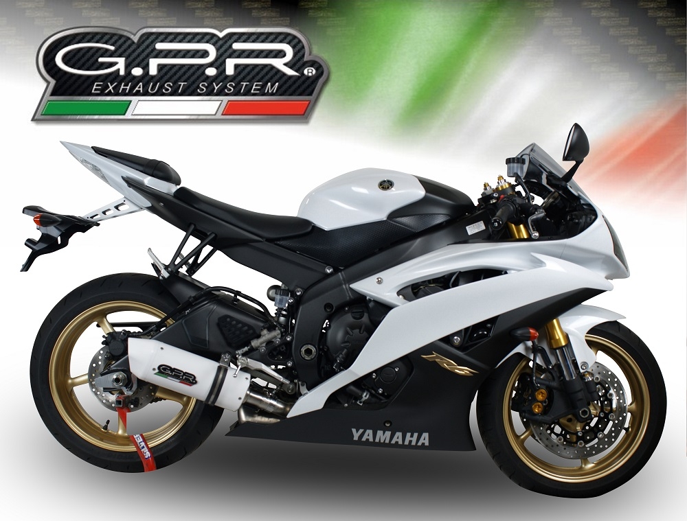 Pot echappement compatible avec Yamaha Yzf R6 2006-2020, Albus Ceramic, Échappement légal, homologué,silencieux avec db killer amovible et tuyau de liaison spécifique 