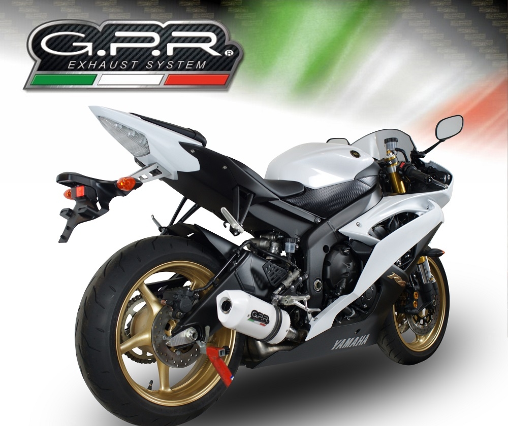 Pot echappement compatible avec Yamaha Yzf R6 2006-2020, Albus Ceramic, Échappement légal, homologué,silencieux avec db killer amovible et tuyau de liaison spécifique 