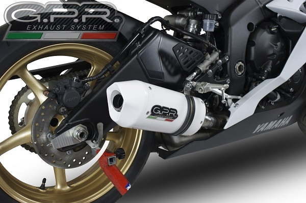 Pot echappement compatible avec Yamaha Yzf R6 2006-2020, Albus Ceramic, Échappement légal, homologué,silencieux avec db killer amovible et tuyau de liaison spécifique 
