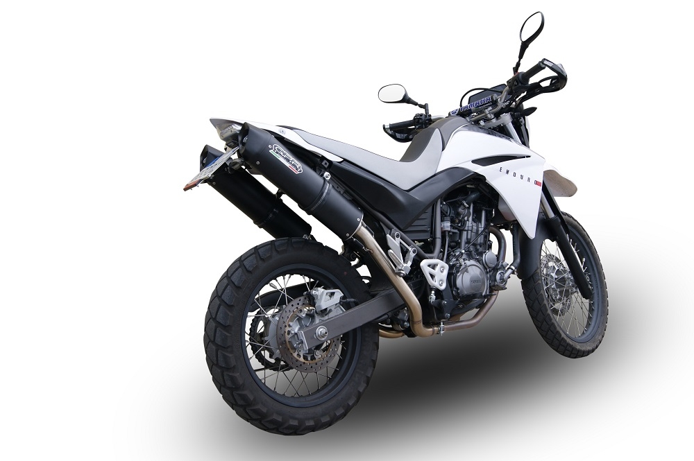 Pot echappement compatible avec Yamaha Xt 660 X-R 2004-2014, Furore Nero, Paire de pot d'échappement homologuées, livrées avec db killer amovible et raccords spécifiques 