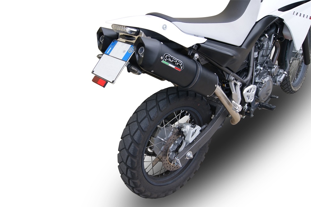 Pot echappement compatible avec Yamaha Xt 660 X-R 2004-2014, Furore Nero, Paire de pot d'échappement homologuées, livrées avec db killer amovible et raccords spécifiques 