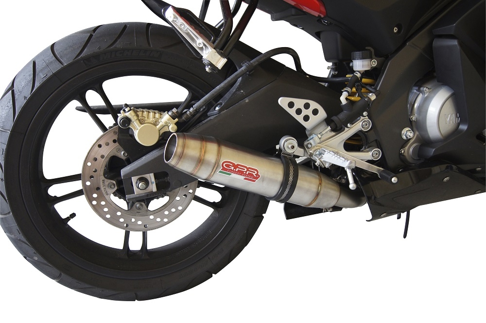 Pot echappement compatible avec Yamaha Yzf-R 125 2008-2013, Deeptone Inox, Homologué et légal, système d'échappement complet, avec db killer amovible 