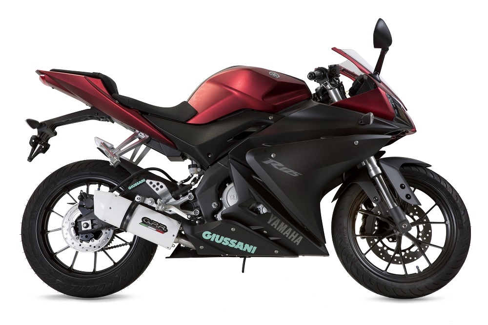 Pot echappement compatible avec Yamaha Yzf-R 125 2014-2016, Albus Ceramic, Homologué et légal, système d'échappement complet avec catalyseur et db killer amovible 