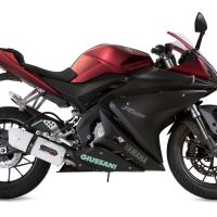 Pot echappement compatible avec Yamaha Yzf-R 125 2014-2016, Albus Ceramic, Homologué et légal, système d'échappement complet avec catalyseur et db killer amovible 