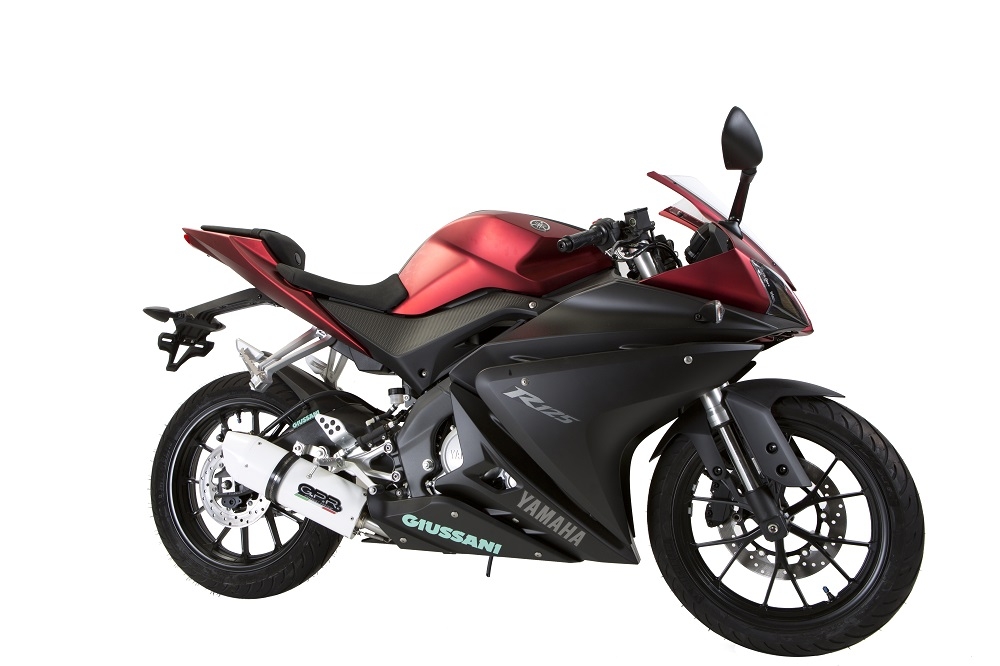 Pot echappement compatible avec Yamaha Yzf-R 125 2014-2016, Albus Ceramic, Homologué et légal, système d'échappement complet avec catalyseur et db killer amovible 