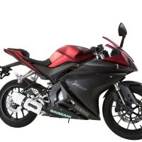 Pot echappement compatible avec Yamaha Yzf-R 125 2014-2016, Albus Ceramic, Homologué et légal, système d'échappement complet avec catalyseur et db killer amovible 