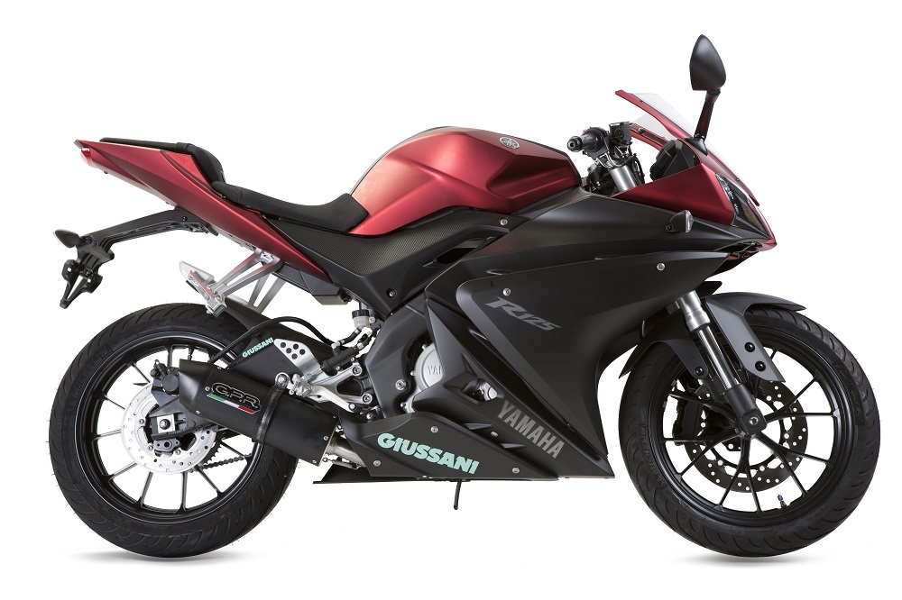 Pot echappement compatible avec Yamaha Yzf-R 125 2014-2016, Furore Nero, Homologué et légal, système d'échappement complet avec catalyseur et db killer amovible 