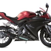 Pot echappement compatible avec Yamaha Yzf-R 125 2014-2016, Furore Nero, Homologué et légal, système d'échappement complet avec catalyseur et db killer amovible 