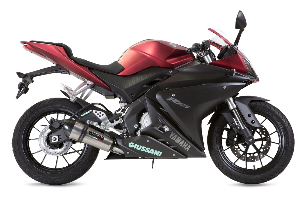 GPR pot echappement compatible avec  Yamaha Yzf-R 125  2017-2018, New Grand Prix Evo Titanium, Homologué et légal, système d'échappement complet avec catalyseur et db killer amovible 