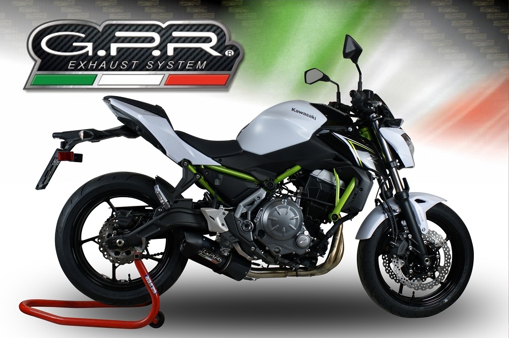 Pot echappement compatible avec Kawasaki Z 650 2021-2022, Furore Evo4 Nero, Homologué et légal, système d'échappement complet avec catalyseur et db killer amovible 