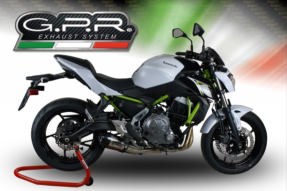 GPR pot echappement compatible avec  Kawasaki Z 650 2021-2022, New Grand Prix Evo Titanium, Homologué et légal, système d'échappement complet avec catalyseur et db killer amovible 
