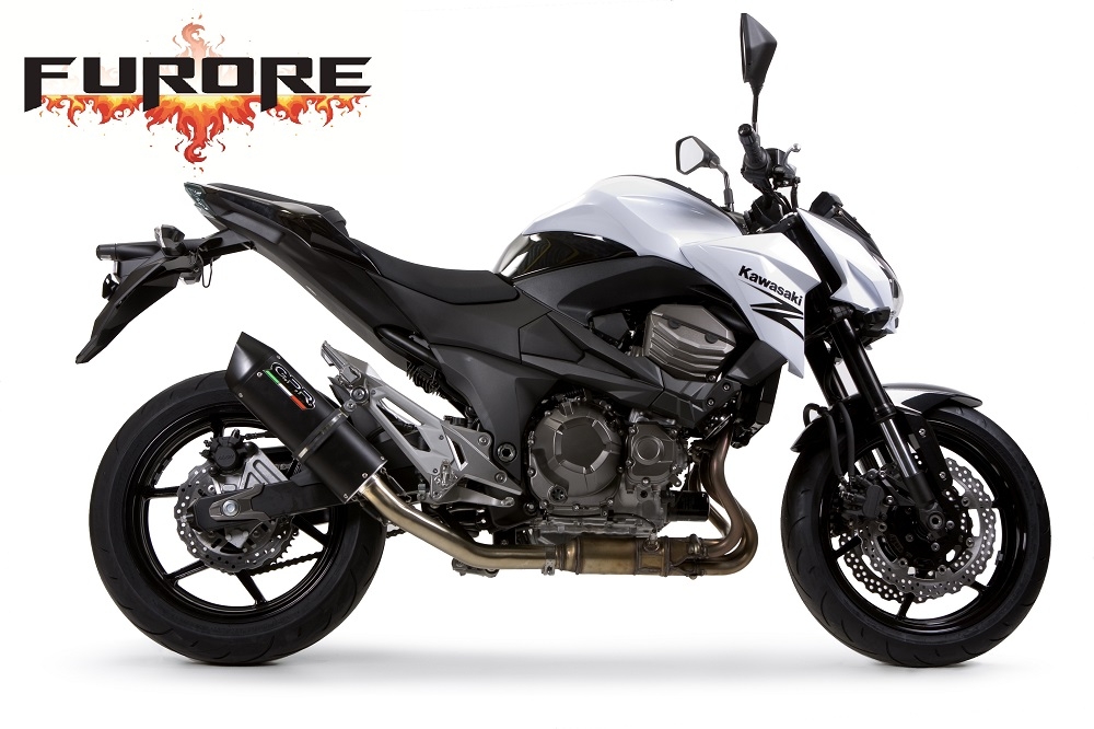 Pot echappement compatible avec Kawasaki Z 800 E 2009-2016, Furore Nero, Échappement légal, homologué,silencieux avec db killer amovible et tuyau de liaison spécifique 