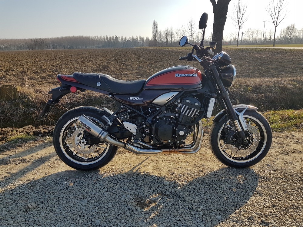 Pot echappement compatible avec Kawasaki Z 900 RS 2018-2020, M3 Titanium Natural, Échappement légal, homologué,silencieux avec db killer amovible et tuyau de liaison spécifique 