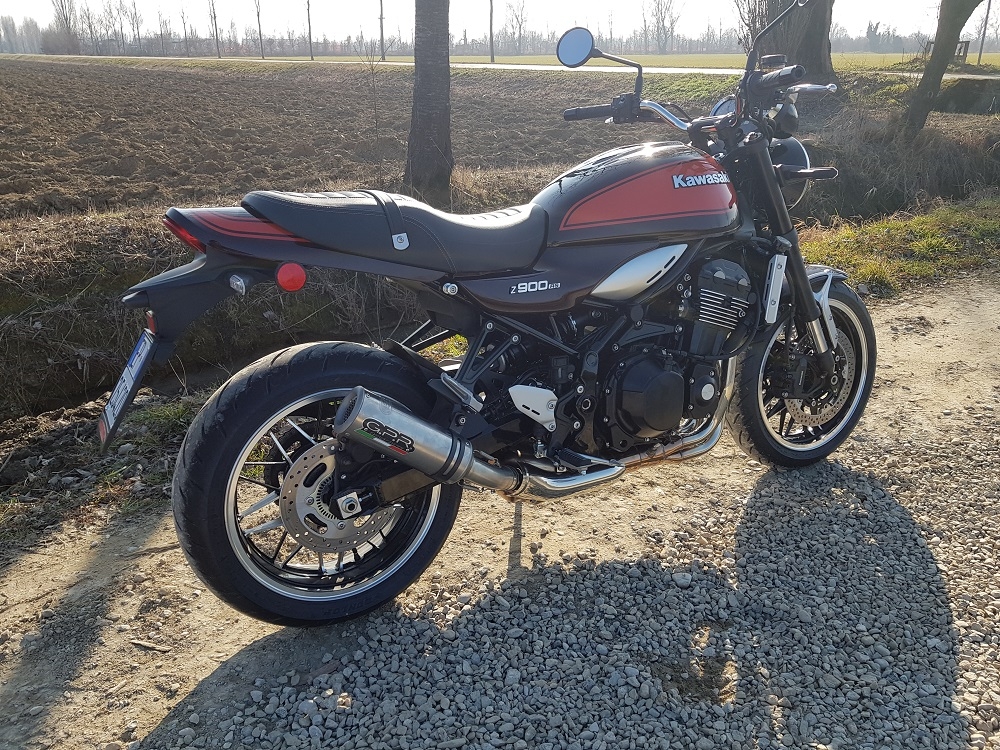 Pot echappement compatible avec Kawasaki Z 900 RS 2018-2020, M3 Titanium Natural, Échappement légal, homologué,silencieux avec db killer amovible et tuyau de liaison spécifique 