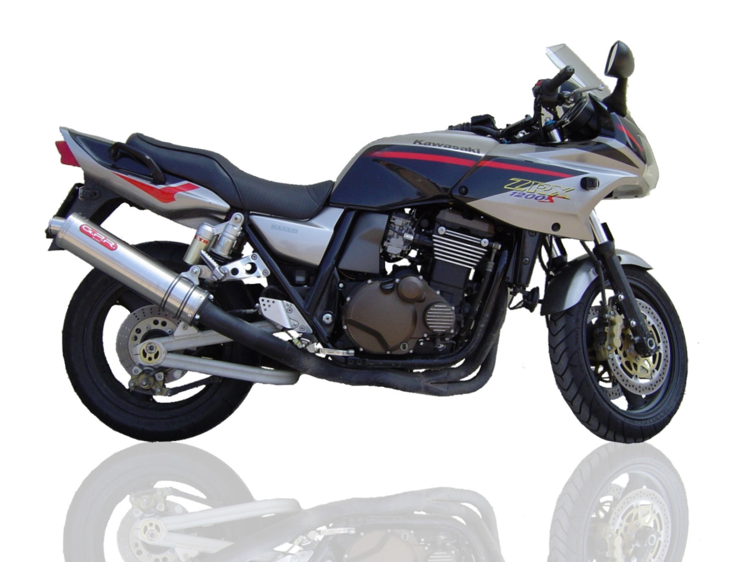 Pot echappement compatible avec Kawasaki Zrx-1200 2002-2008, Inox Tondo, Silencieux d'échappement, homologué, montage avec bride spécifique (bolt-on), avec db killer amovible 