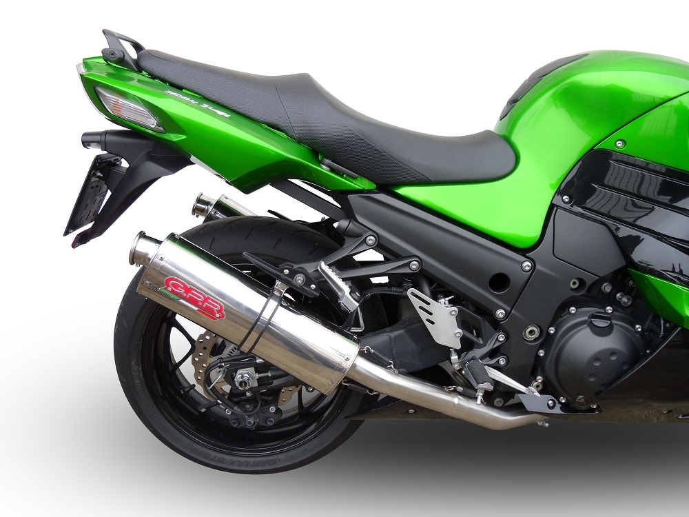 Pot echappement compatible avec Kawasaki Zzr 1400 2008-2011, Trioval, Paire de pot d'échappement homologuées, livrées avec db killer amovible et raccords spécifiques 