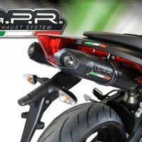 Pot echappement compatible avec Aprilia Dorsoduro 900 2017-2020, Furore Evo4 Nero, Paire de pot d'échappement homologuées, livrées avec db killer amovible et raccords spécifiques 
