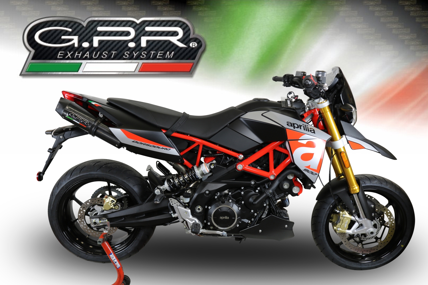 Pot echappement compatible avec Aprilia Dorsoduro 900 2017-2020, GP Evo4 Poppy, Paire de pot d'échappement homologuées, livrées avec db killer amovible et raccords spécifiques 