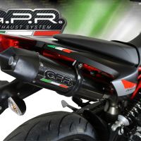 Pot echappement compatible avec Aprilia Dorsoduro 900 2017-2020, GP Evo4 Poppy, Paire de pot d'échappement homologuées, livrées avec db killer amovible et raccords spécifiques 