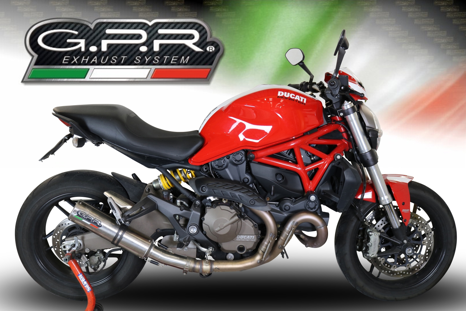 Pot echappement compatible avec Ducati Monster 1200 S -R 2017-2021, M3 Titanium Natural, Échappement légal, homologué,silencieux avec catalyseur, db killer amovible et tuyau de liaison spécifique 