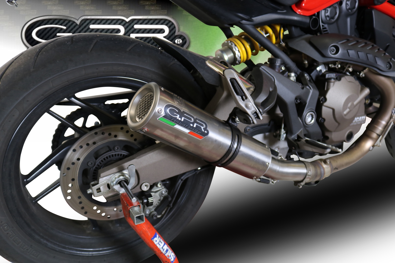 Pot echappement compatible avec Ducati Monster 1200 S -R 2017-2021, M3 Titanium Natural, Échappement légal, homologué,silencieux avec catalyseur, db killer amovible et tuyau de liaison spécifique 