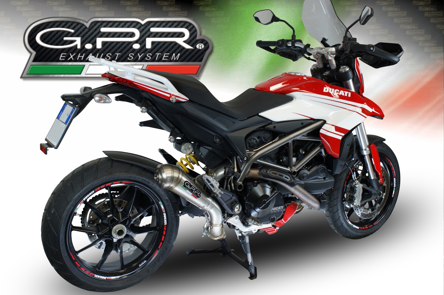 Pot echappement compatible avec Ducati Hyperstrada -Hypermotard 939 EURO 4 2016-2019, Powercone Evo, Échappement légal, homologué,silencieux avec catalyseur, db killer amovible et tuyau de liaison spécifique 