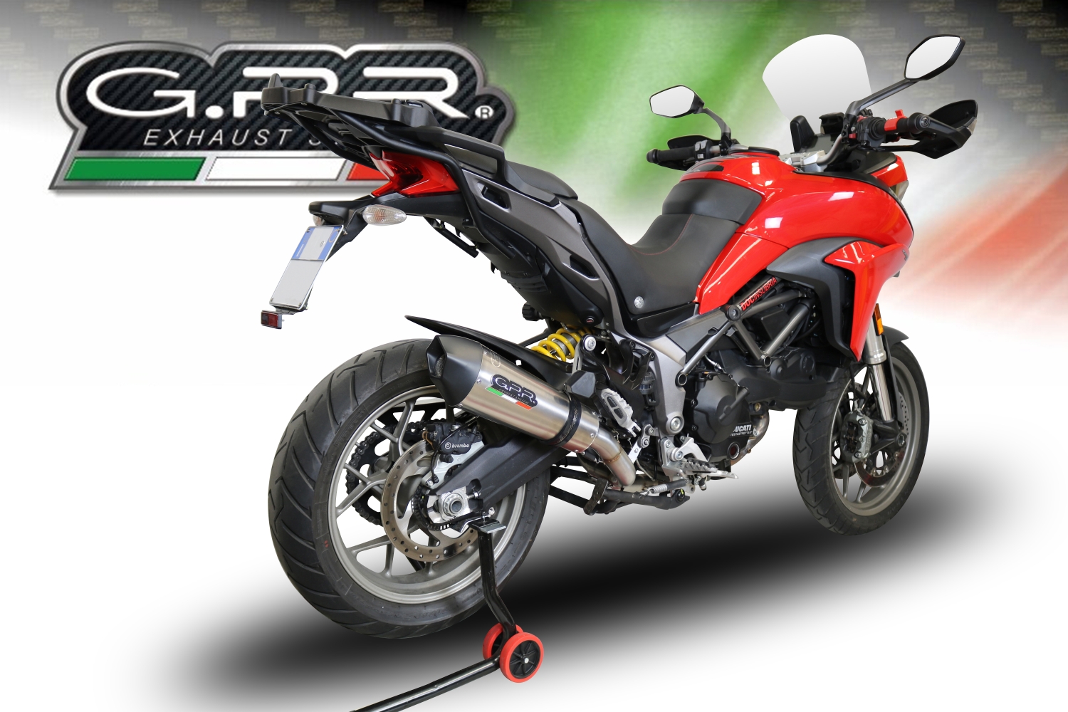 GPR pot echappement compatible avec  Ducati Multistrada 950 2017-2020, New Grand Prix Evo Titanium, Pot échappement homologué et légal, silencieux avec mi-collecteur, db killer amovible et catalyseur 