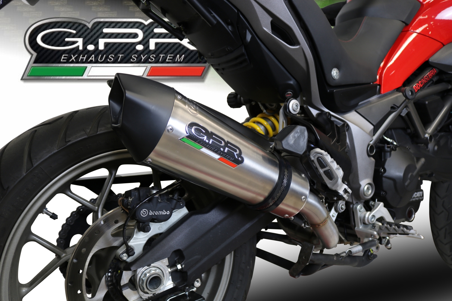 GPR pot echappement compatible avec  Ducati Multistrada 950 2017-2020, New Grand Prix Evo Titanium, Pot échappement homologué et légal, silencieux avec mi-collecteur, db killer amovible et catalyseur 