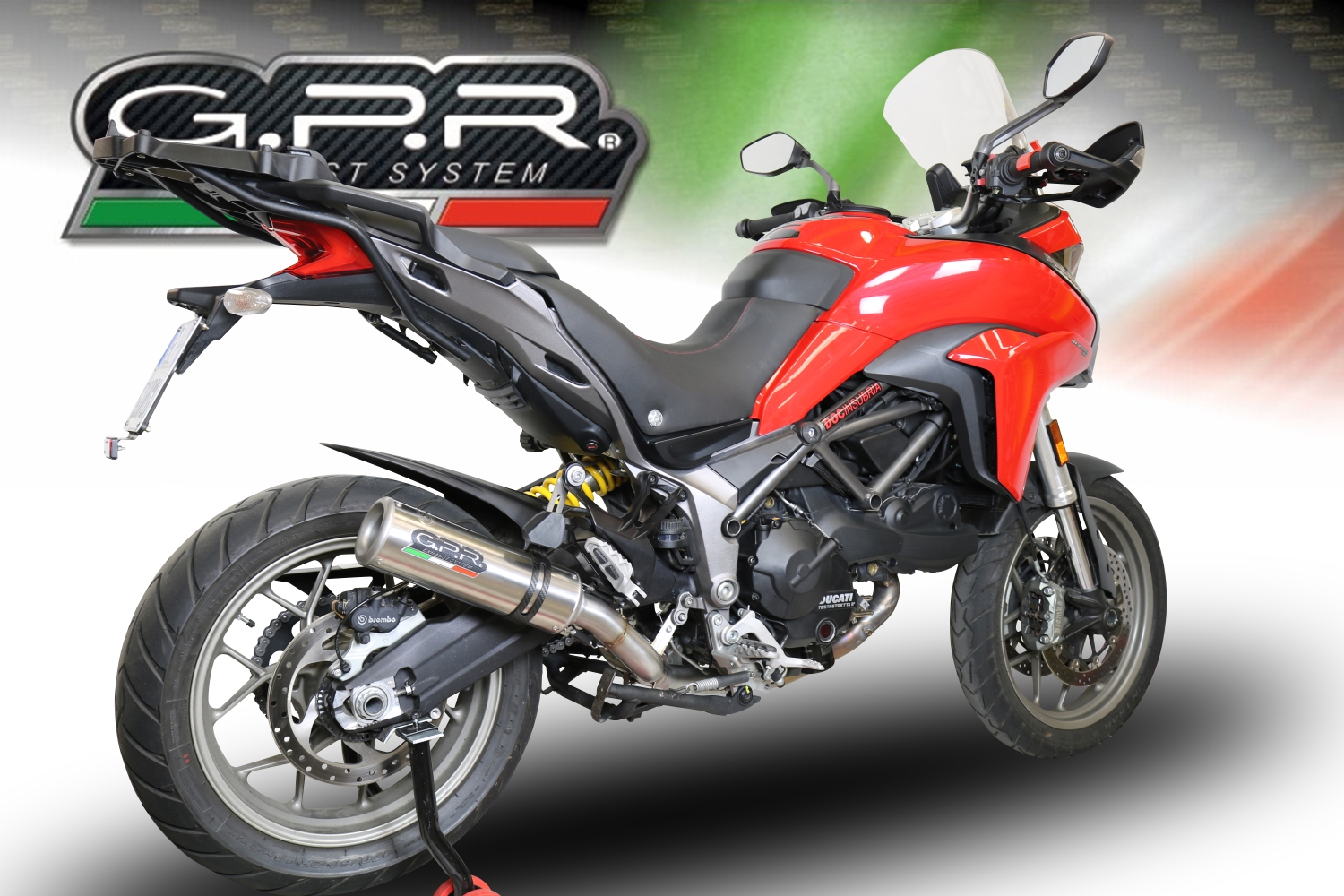 Pot echappement compatible avec Ducati Multistrada 950 2017-2020, M3 Titanium Natural, Pot échappement homologué et légal, silencieux avec mi-collecteur, db killer amovible et catalyseur 