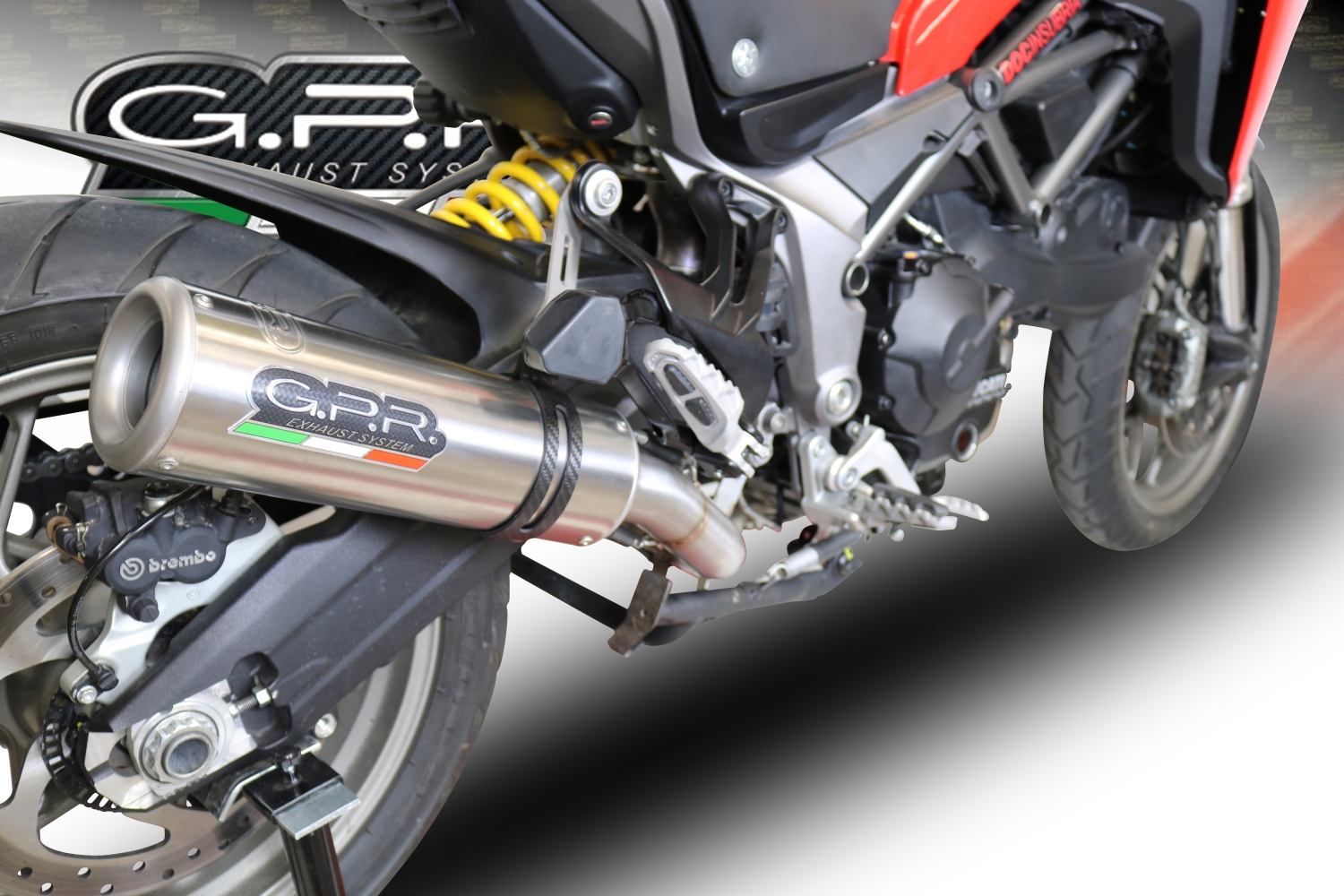 Pot echappement compatible avec Ducati Multistrada 950 2017-2020, M3 Titanium Natural, Pot échappement homologué et légal, silencieux avec mi-collecteur, db killer amovible et catalyseur 
