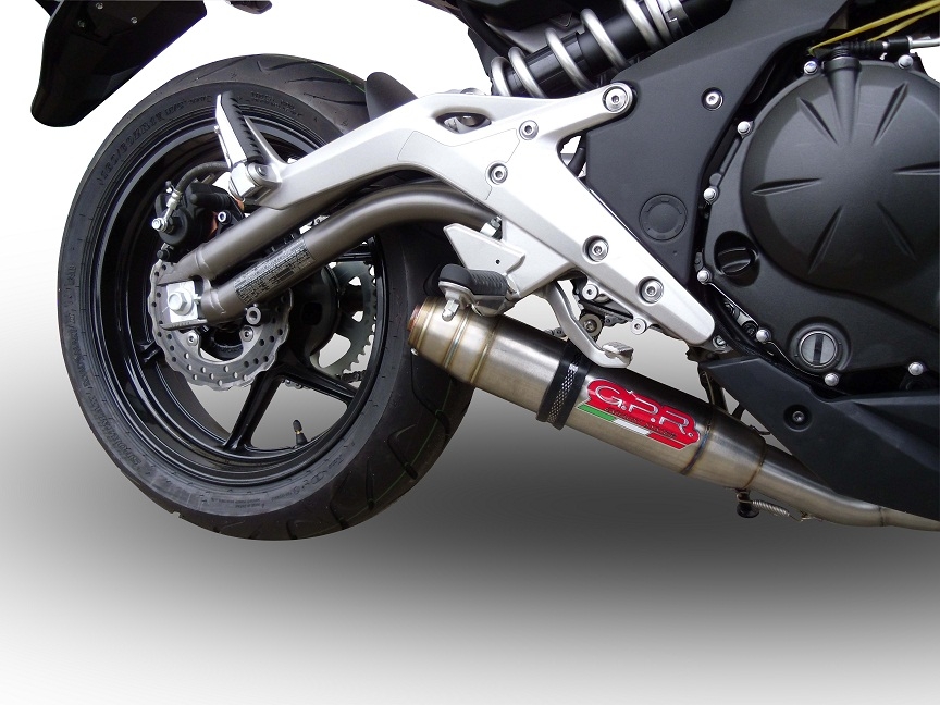 Pot echappement compatible avec Kawasaki Er 6 N - F 2012-2016, Deeptone Inox, Homologué et légal, système d'échappement complet avec catalyseur et db killer amovible 