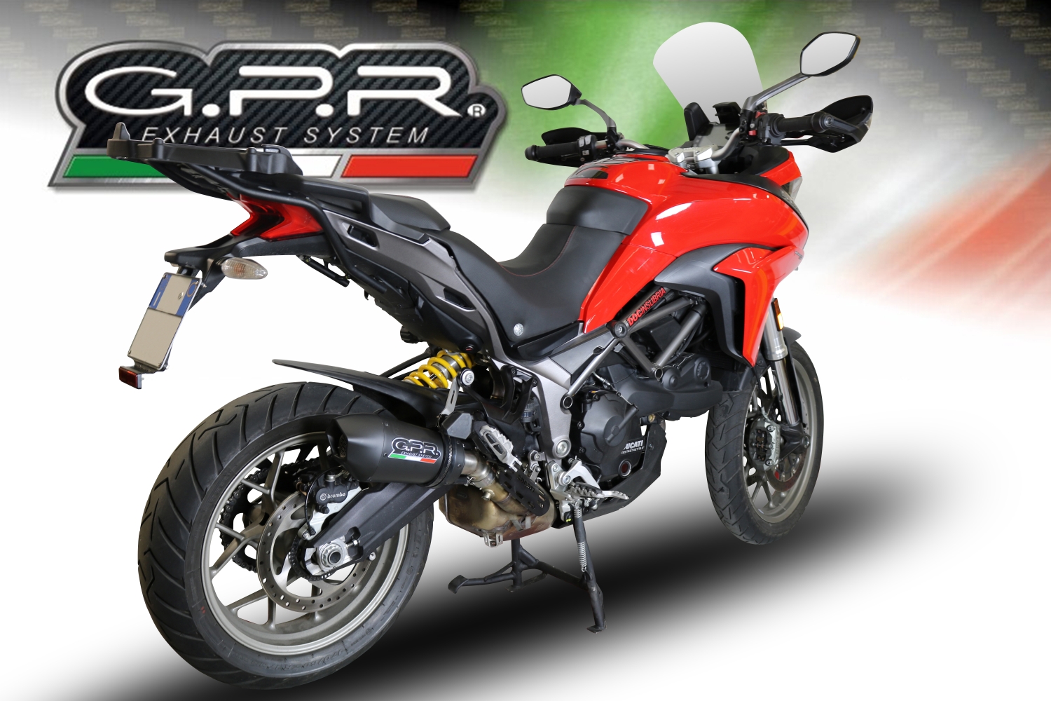 Pot echappement compatible avec Ducati Multistrada 950 V2 S 2021-2024, GP Evo4 Black Titanium, Échappement légal, homologué,silencieux avec db killer amovible et tuyau de liaison spécifique 