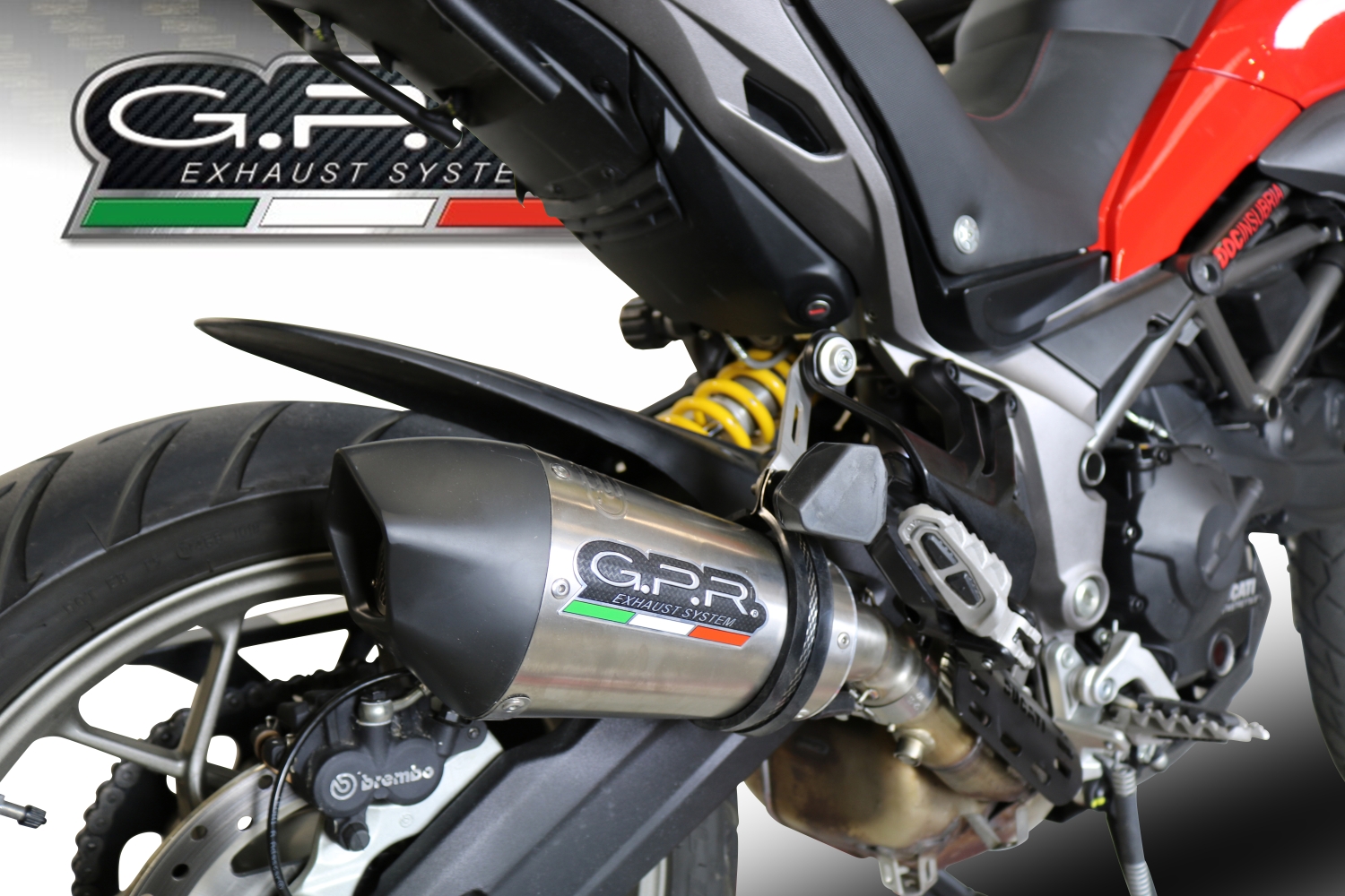 GPR pot echappement compatible avec  Ducati Multistrada 950 V2 S 2021-2024, New Grand Prix Evo Titanium, Échappement légal, homologué,silencieux avec db killer amovible et tuyau de liaison spécifique 