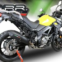 Pot echappement compatible avec Suzuki V-Strom 650 2021-2025, Furore Evo4 Nero, Pot échappement homologué et légal, silencieux avec mi-collecteur, db killer amovible et catalyseur 