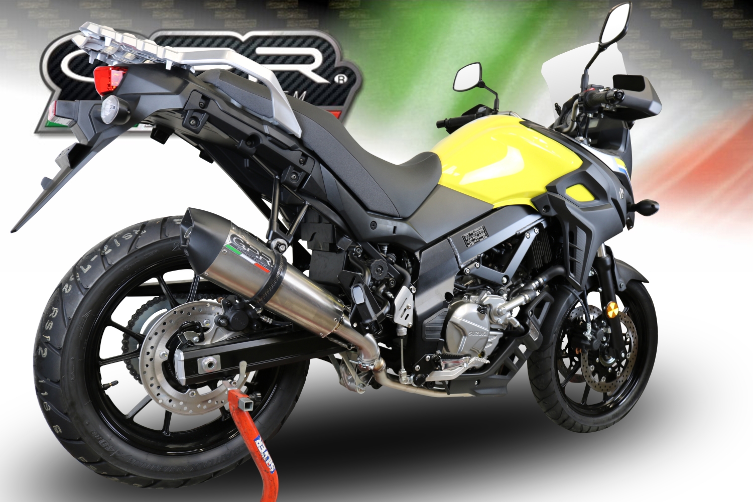 Pot echappement compatible avec Suzuki V-Strom DL650 2017-2020, GP Evo4 Titanium, Pot échappement homologué et légal, silencieux avec mi-collecteur, db killer amovible et catalyseur 