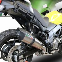 Pot echappement compatible avec Suzuki V-Strom DL650 2017-2020, GP Evo4 Titanium, Pot échappement homologué et légal, silencieux avec mi-collecteur, db killer amovible et catalyseur 
