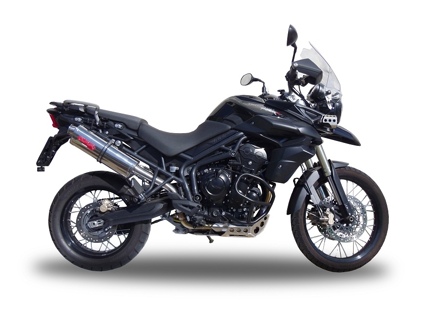 Pot echappement compatible avec Triumph Tiger 800 - Xr - Xc - Xrx - Xcx - Xrt - Xca 2017-2021, Trioval, Échappement légal, homologué,silencieux avec db killer amovible et tuyau de liaison spécifique 