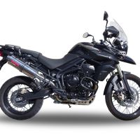 Pot echappement compatible avec Triumph Tiger 800 - Xr - Xc - Xrx - Xcx - Xrt - Xca 2017-2021, Trioval, Échappement légal, homologué,silencieux avec db killer amovible et tuyau de liaison spécifique 