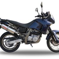 Pot echappement compatible avec Aprilia Pegaso 650 Ga 1992-1996, Trioval, Paire de pot d'échappement homologuées, livrées avec db killer amovible et raccords spécifiques 