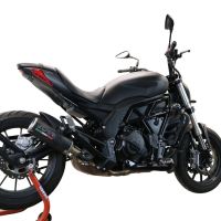 Pot echappement compatible avec Benelli 502 C 2019-2020, M3 Black Titanium, Échappement légal, homologué,silencieux avec db killer amovible et tuyau de liaison spécifique 