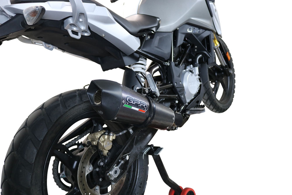 Pot echappement compatible avec Bmw G 310 Gs 2022-2024, GP Evo4 Poppy, Homologué et légal, système d'échappement complet avec catalyseur et db killer amovible 