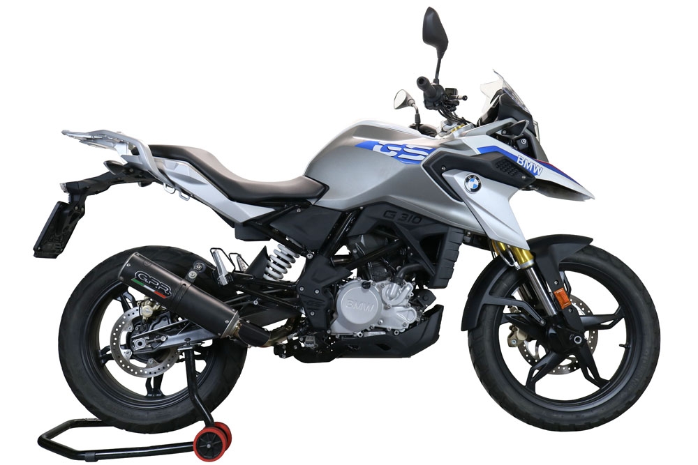 Pot echappement compatible avec Bmw G 310 Gs 2017-2021, M3 Black Titanium, Homologué et légal, système d'échappement complet avec catalyseur et db killer amovible 