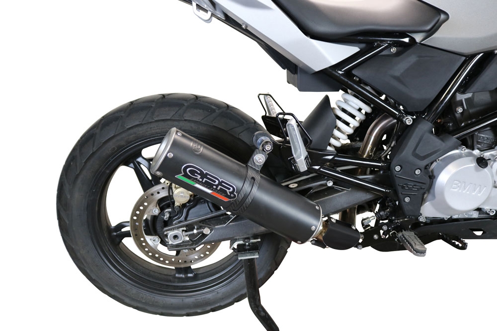 Pot echappement compatible avec Bmw G 310 Gs 2017-2021, M3 Black Titanium, Homologué et légal, système d'échappement complet avec catalyseur et db killer amovible 