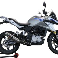 Pot echappement compatible avec Bmw G 310 Gs 2022-2024, M3 Titanium Natural, Homologué et légal, système d'échappement complet avec catalyseur et db killer amovible 