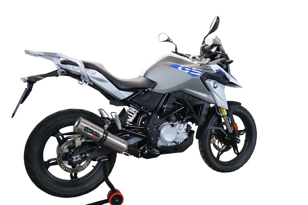 Pot echappement compatible avec Bmw G 310 Gs 2022-2024, M3 Titanium Natural, Homologué et légal, système d'échappement complet avec catalyseur et db killer amovible 