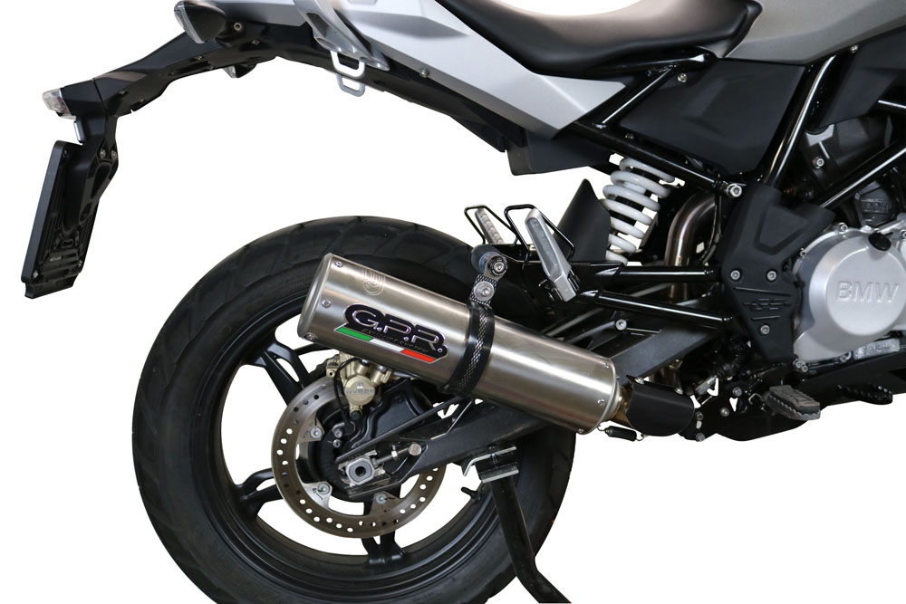 Pot echappement compatible avec Bmw G 310 Gs 2022-2024, M3 Titanium Natural, Homologué et légal, système d'échappement complet avec catalyseur et db killer amovible 