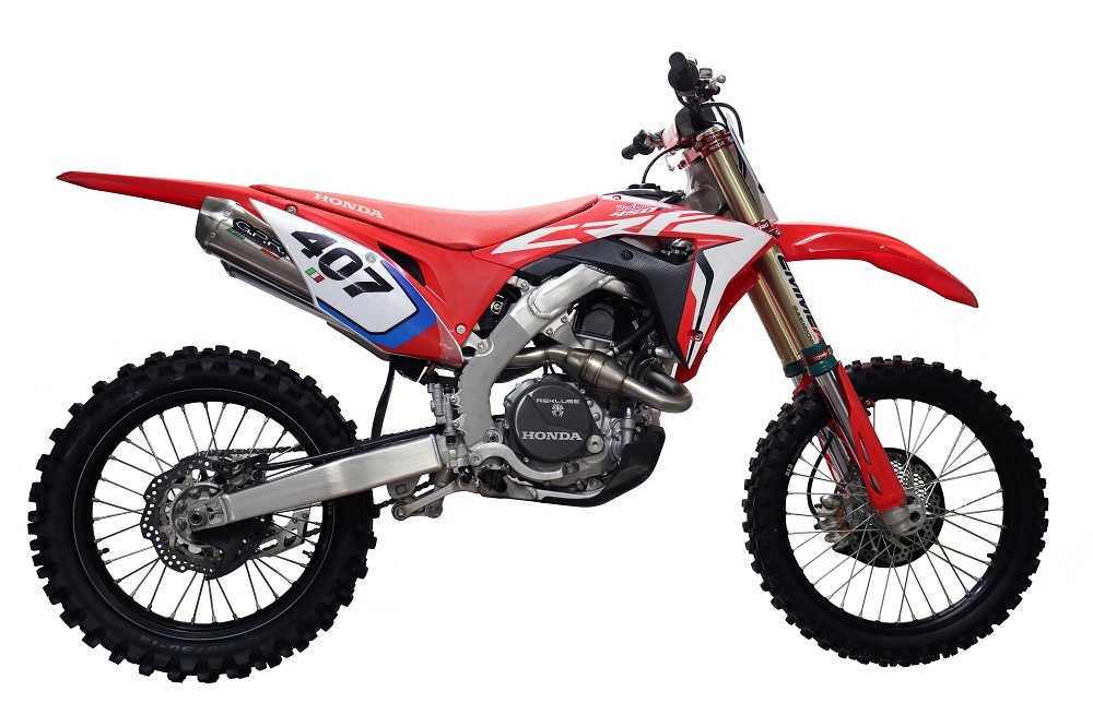 Pot echappement compatible avec Honda Crf 450 R-RX 2020-2020, Pentacross FULL Titanium, Pot echappement racing, ligne complet, double silencieux avec db killers amovibles 