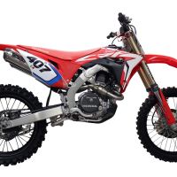 Pot echappement compatible avec Honda Crf 450 RWE 2019-2019, Pentacross Inox, Pot echappement racing, ligne complet, double silencieux avec db killers amovibles 