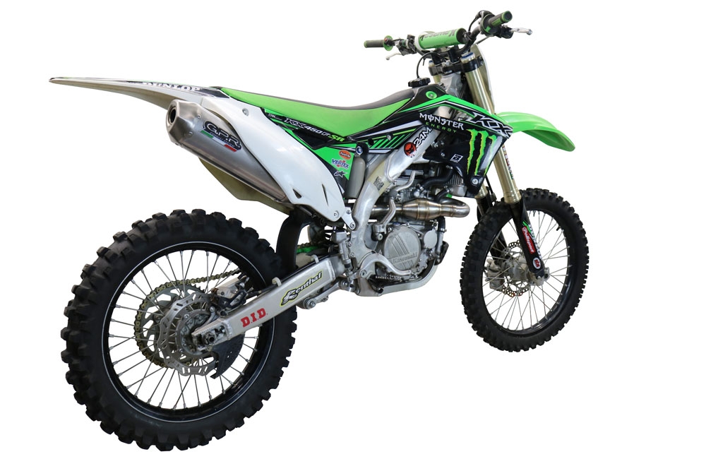 GPR pot echappement compatible avec  Kawasaki Kx 450 F 2012-2015, Pentacross Titanium, Pot d'échappement complet racing, compris de collecteur et db killer amovible, sans homologation 
