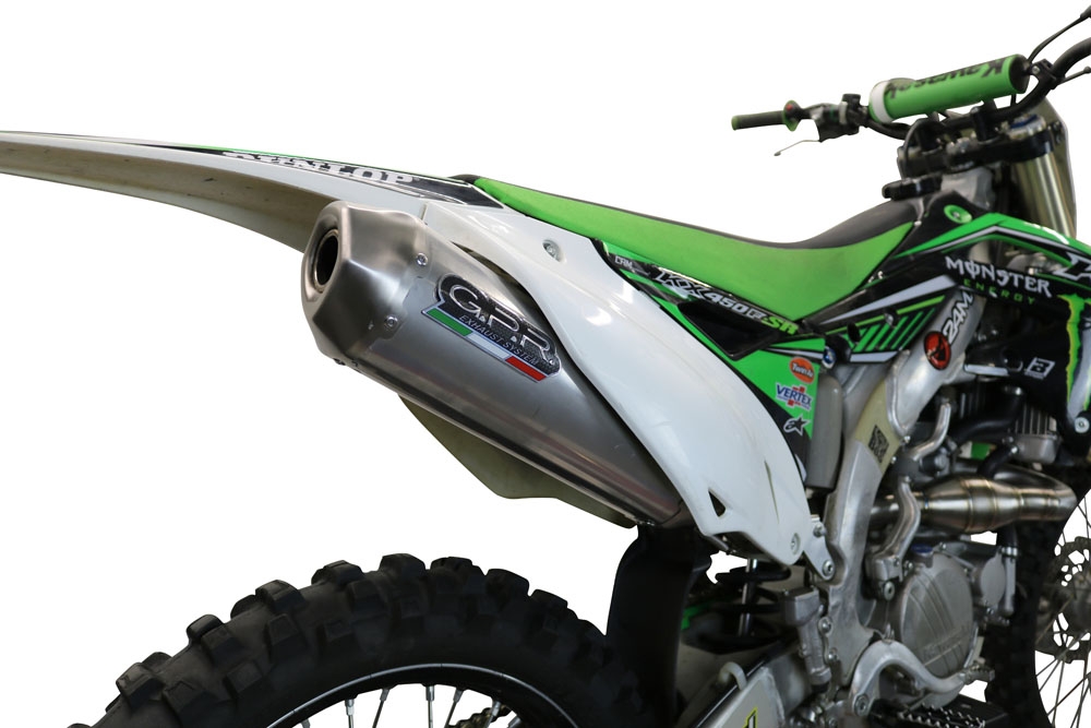 GPR pot echappement compatible avec  Kawasaki Kx 450 F 2012-2015, Pentacross Titanium, Pot d'échappement complet racing, compris de collecteur et db killer amovible, sans homologation 
